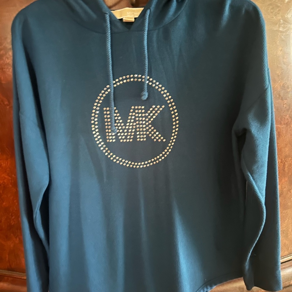 MICHAEL Michael Kors Blue Hoodie with Silver Logo